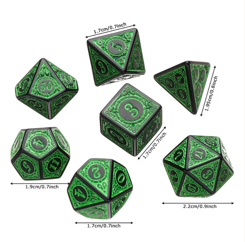 7-teiliges Rollenspiel Würfelset aus Kunststoff