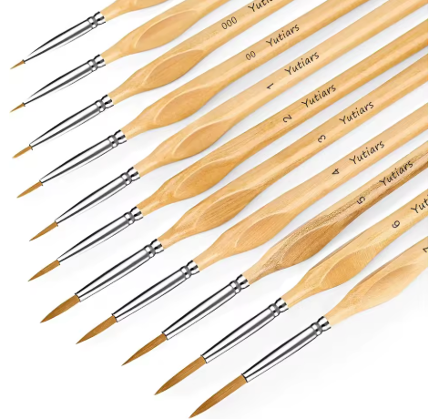 Bundle 11-teiliges Pinselset + 3er Drybrush Naturholzoptik