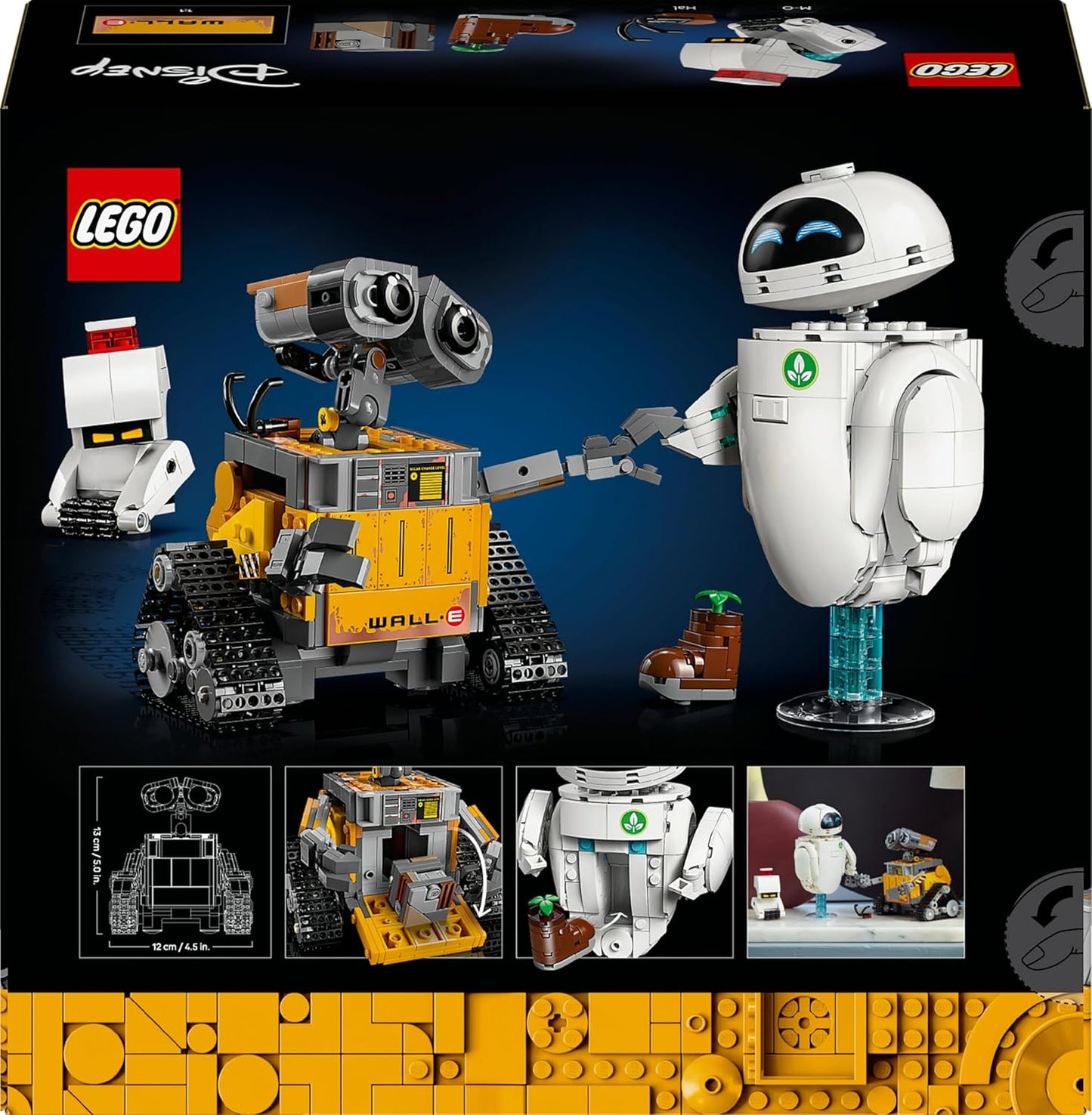 LEGO ǀ Disney and Pixar Wall-E und EVE - Modellbau für Erwachsene - aus Steinen gebaute Roboter mit M-O & Hal Figuren - DIY Deko - Sammlerstück & Geschenk für Fans - 43279