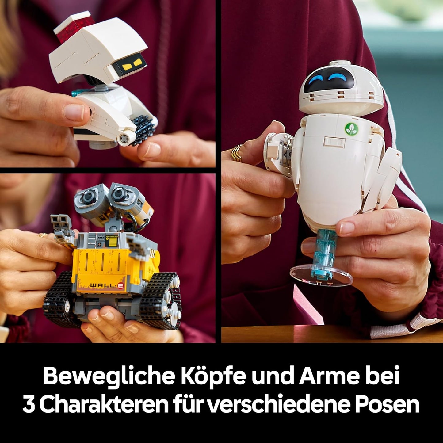 LEGO ǀ Disney and Pixar Wall-E und EVE - Modellbau für Erwachsene - aus Steinen gebaute Roboter mit M-O & Hal Figuren - DIY Deko - Sammlerstück & Geschenk für Fans - 43279