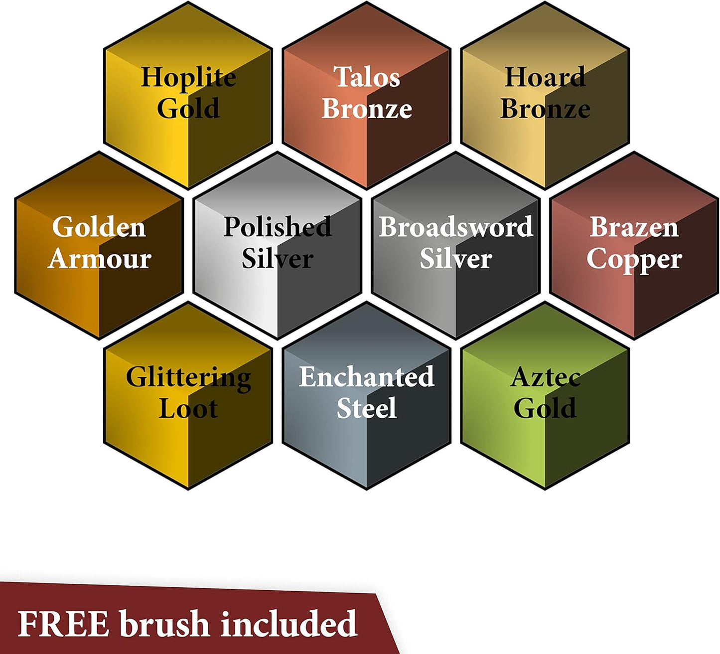 The Army Painter Speedpaint Metallics Paint Set 2.0, 10 Acrylfarben Metallic 18ml Modellbau Farben Pipettenflaschen und 1 Kostenlosem Grundierpinsel, Modellfarbe für Fantasy Miniaturen