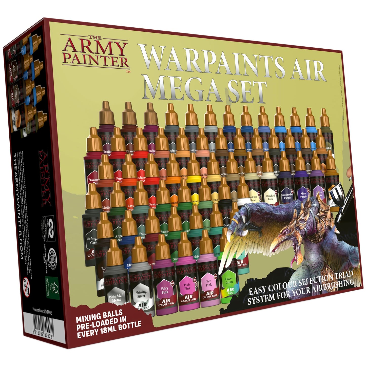 The Army Painter, Warpaints Air Starter Set, 12 x 18ml Vorgemischte Acrylfarben für Airbrush,1 Grau Grundierung, Airbrush Farben Set für Wargames Tabletop Miniaturen & Modellbau