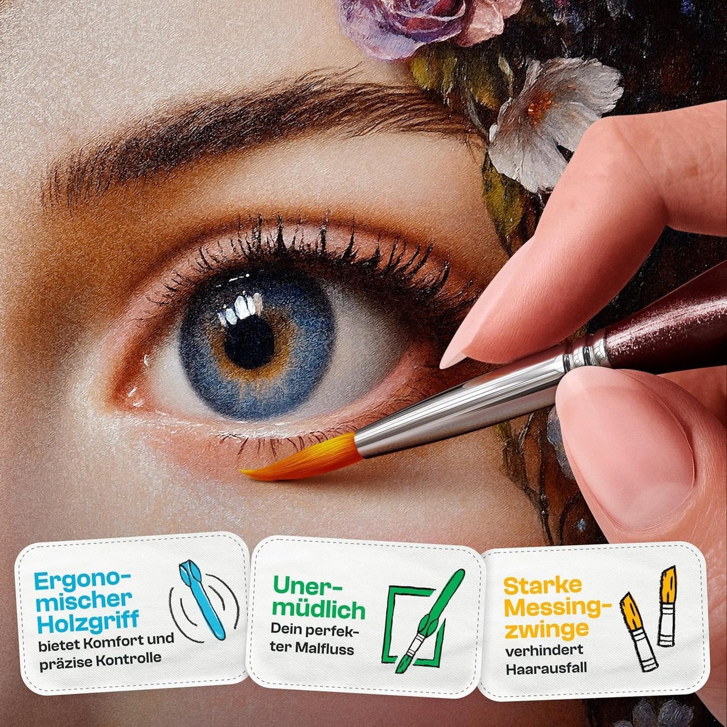 CreaTek Premium Detail Pinselset Acrylfarben - 10 extra feine Pinsel für höchste Präzision & Details - Dein zuverlässiger Acryl Pinsel Malen nach Zahlen für Modellbau & Miniaturen, Aquarellpinsel