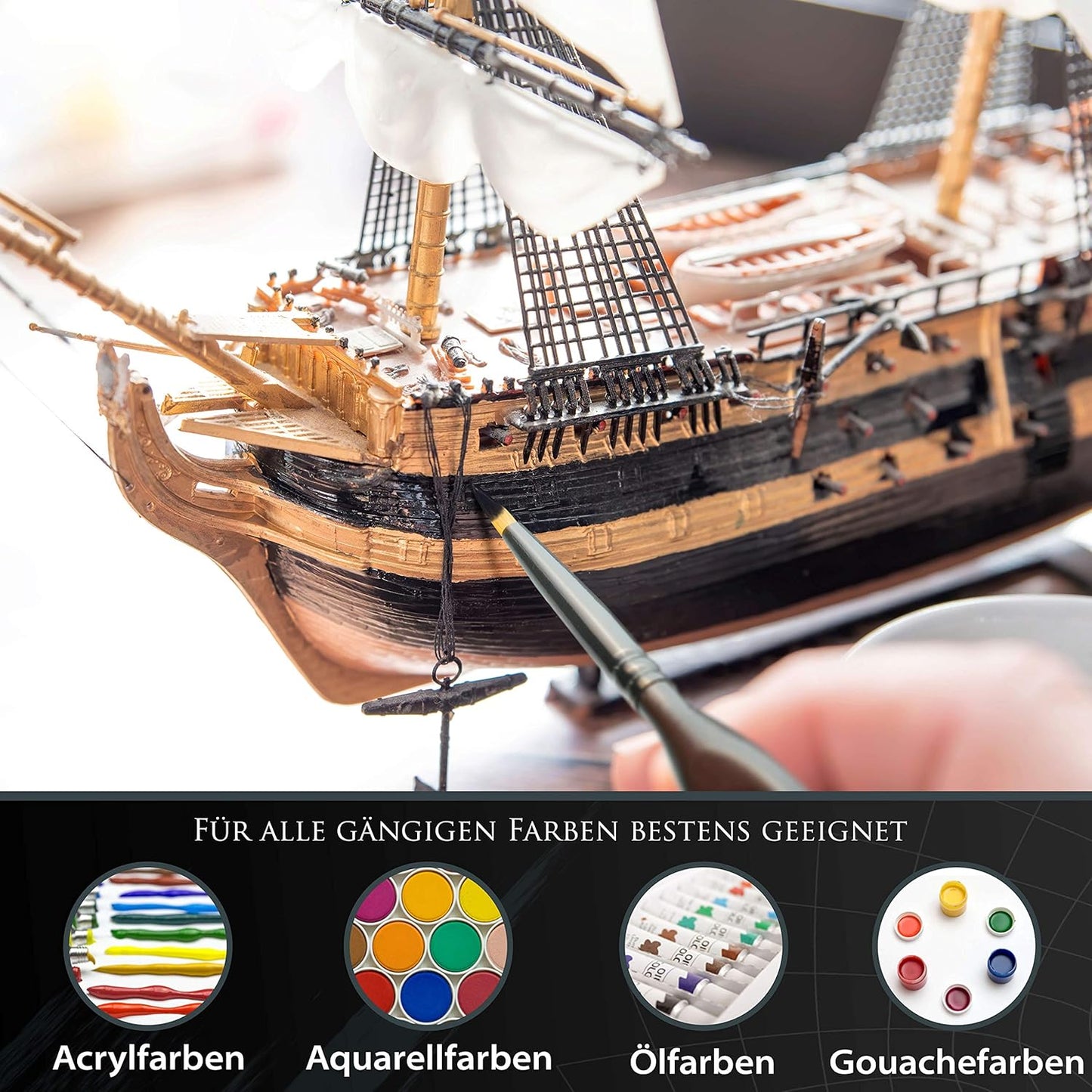 CreaTek - 5 extra feine Pinsel Acryl für höchste Präzision & Details | Premium Bi-Nylon Technologie - Künstlerpinsel Miniatur Pinsel Set, Modellbau & Malen nach Zahlen Pinsel