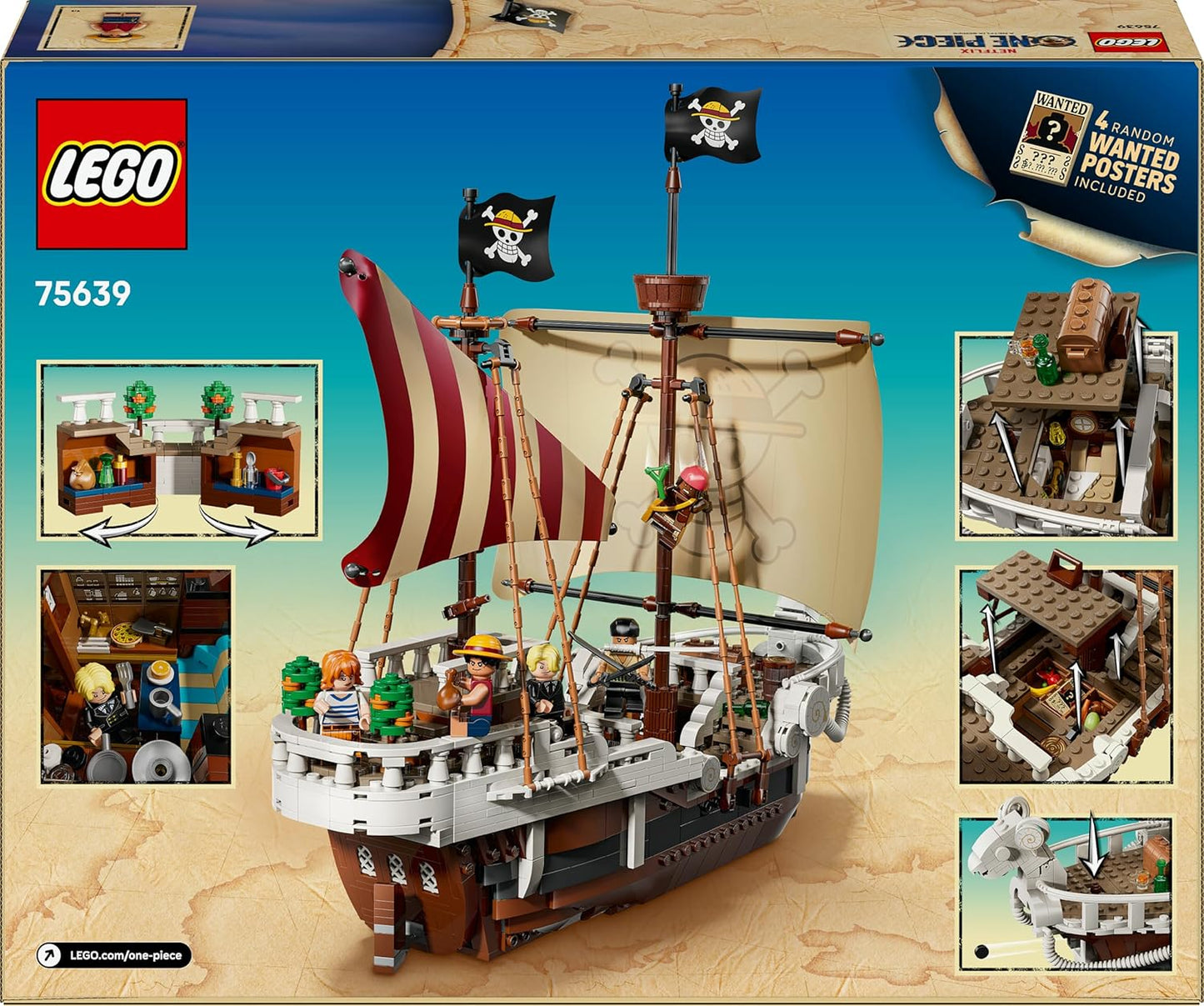 LEGO ONE Piece - Das Piratenschiff Flying Lamb (Going Merry) - Spielset mit 5 Minifiguren - inkl. Ruffy, Zoro & Nami - Spielzeug zum Bauen - Geschenk für Jungen, Mädchen & Fans ab 10 Jahren - 75639