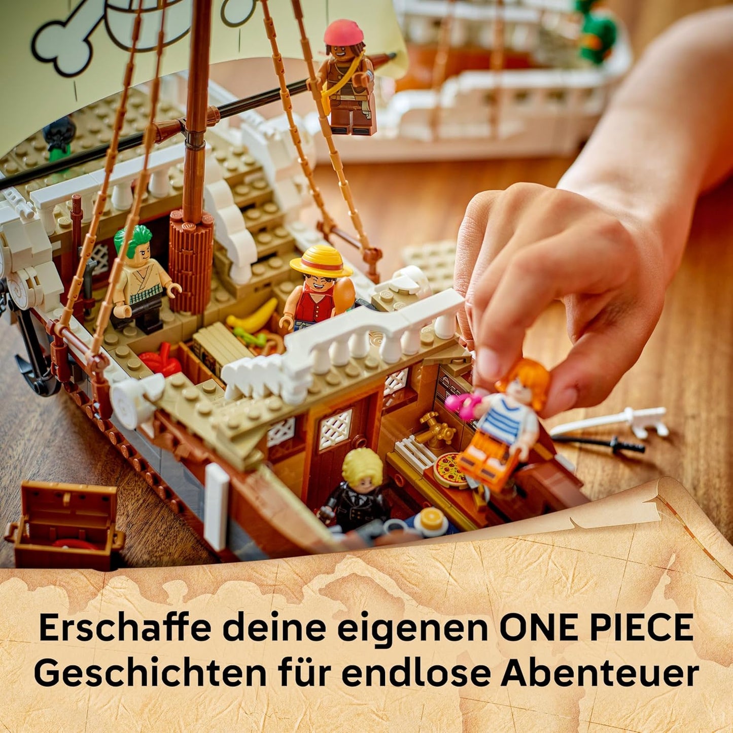 LEGO ONE Piece - Das Piratenschiff Flying Lamb (Going Merry) - Spielset mit 5 Minifiguren - inkl. Ruffy, Zoro & Nami - Spielzeug zum Bauen - Geschenk für Jungen, Mädchen & Fans ab 10 Jahren - 75639