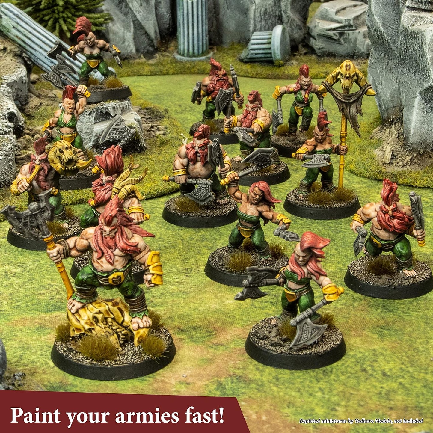The Army Painter Speedpaint Metallics Paint Set 2.0, 10 Acrylfarben Metallic 18ml Modellbau Farben Pipettenflaschen und 1 Kostenlosem Grundierpinsel, Modellfarbe für Fantasy Miniaturen