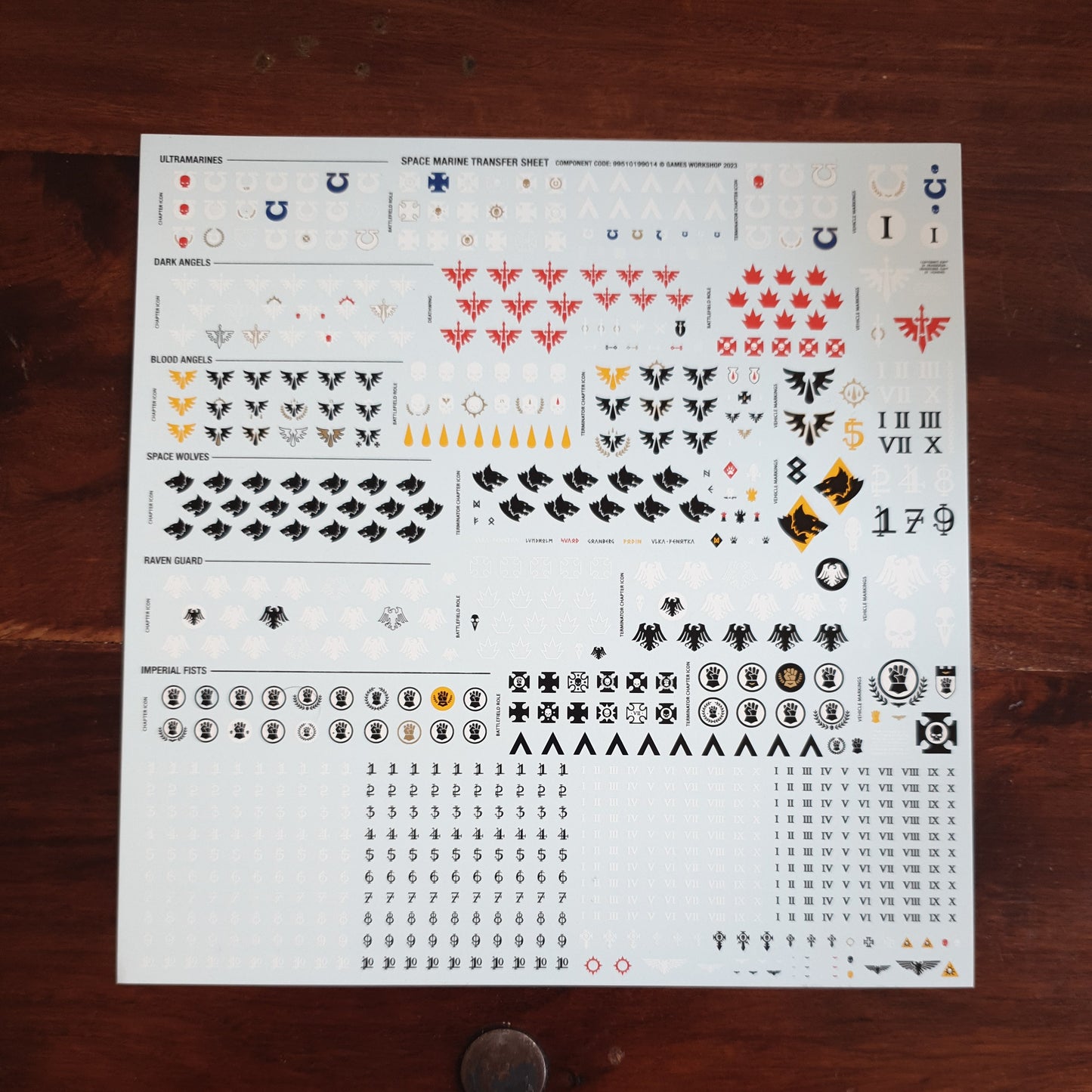 Space Marine Transfer Sheet