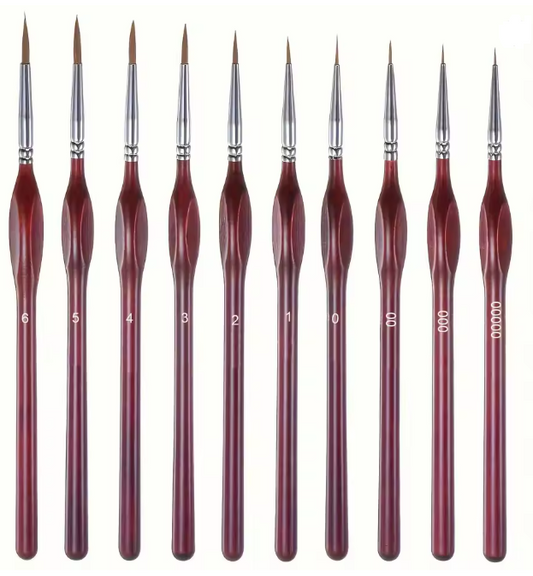 11-teiliges Pinsel Set rot/braune Holzoptik