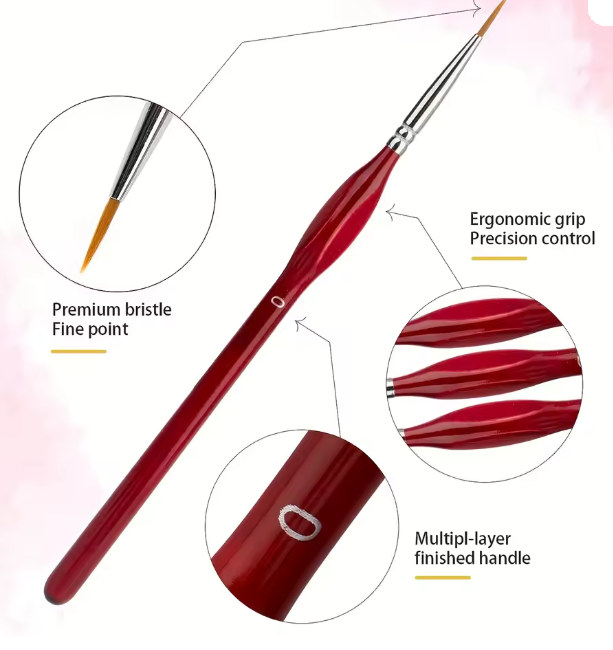 11-teiliges Pinsel Set rot/braune Holzoptik