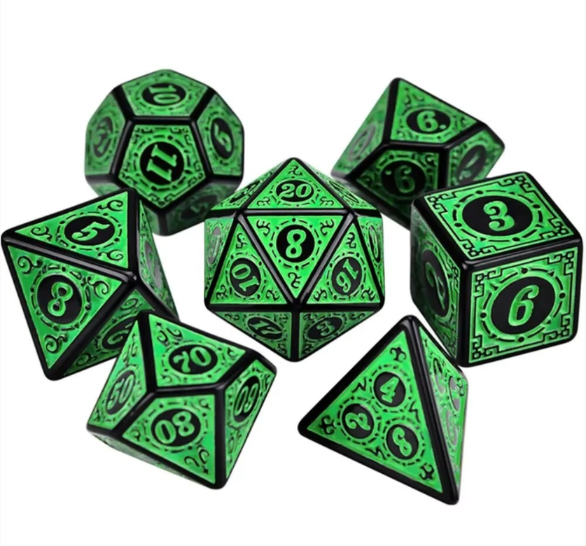 7-teiliges Rollenspiel Würfelset aus Kunststoff