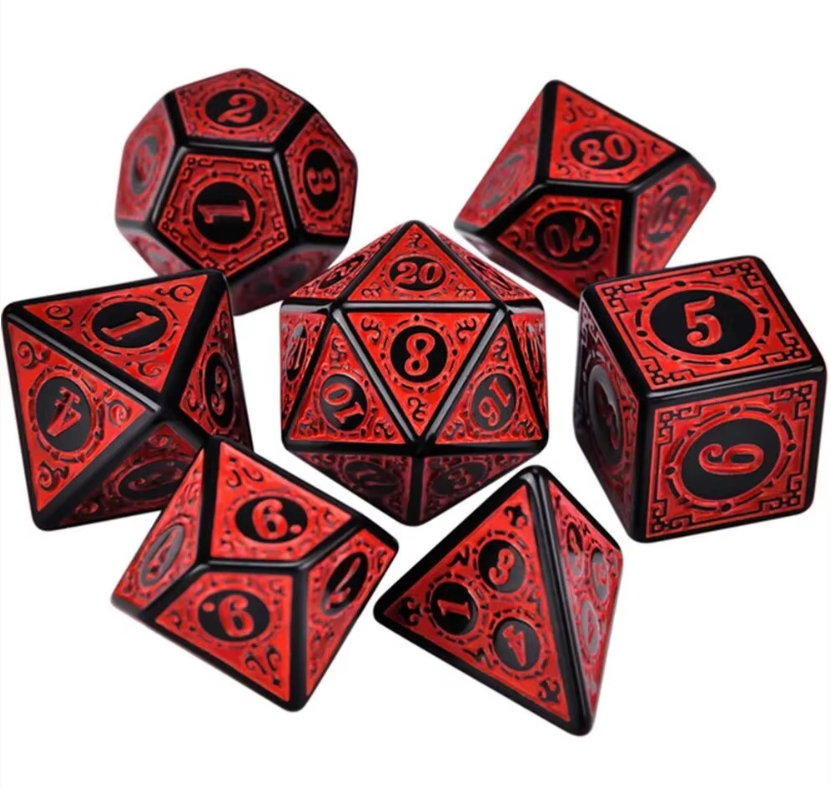 7-teiliges Rollenspiel Würfelset aus Kunststoff